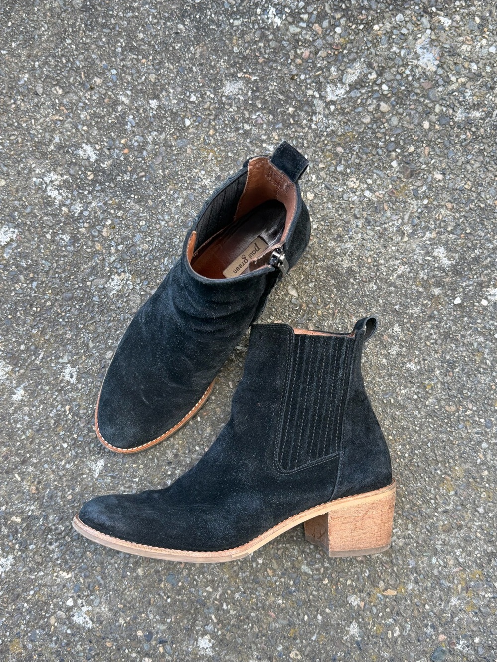 Paul Green Black Suede Chelsea Ankle Boots